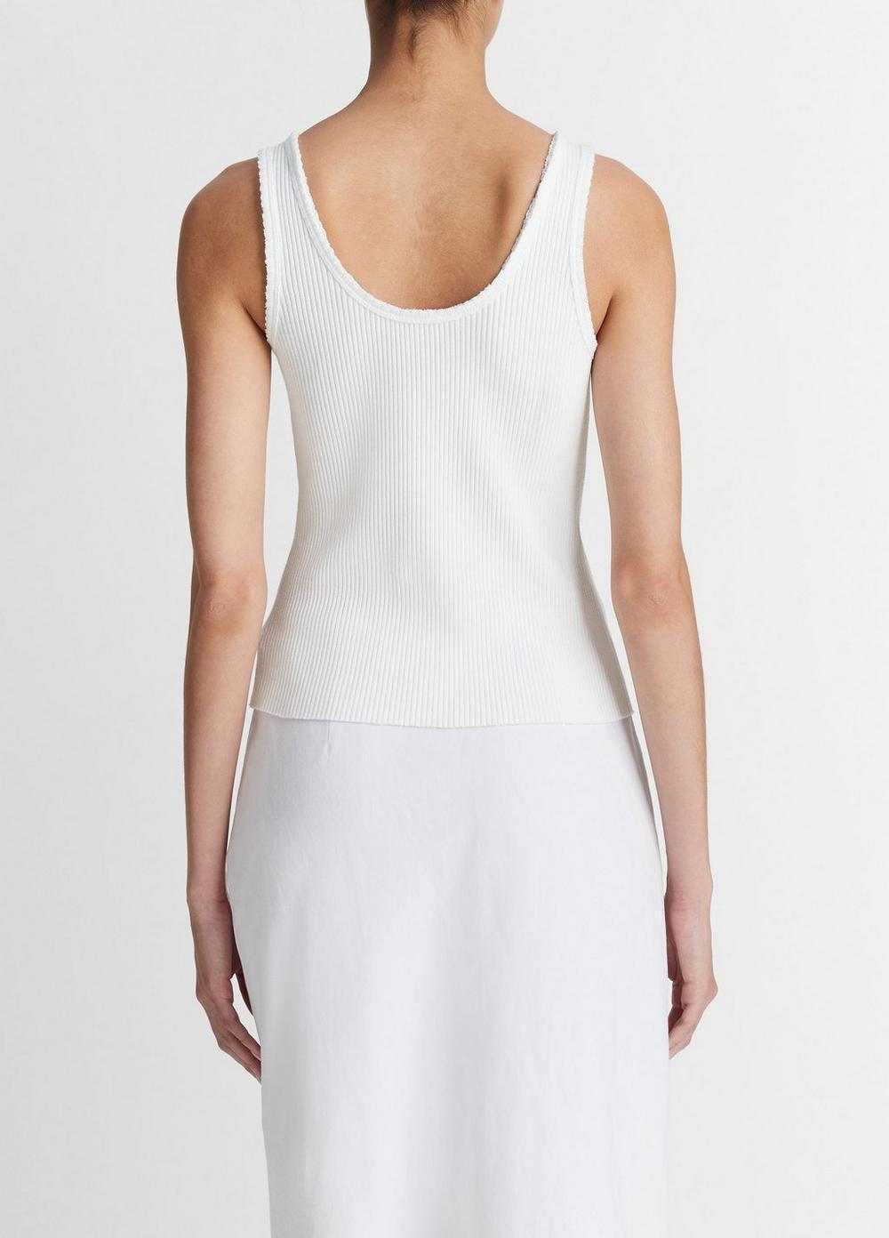 Raw-Edge Ribbed Scoop-Neck Tank Product Image