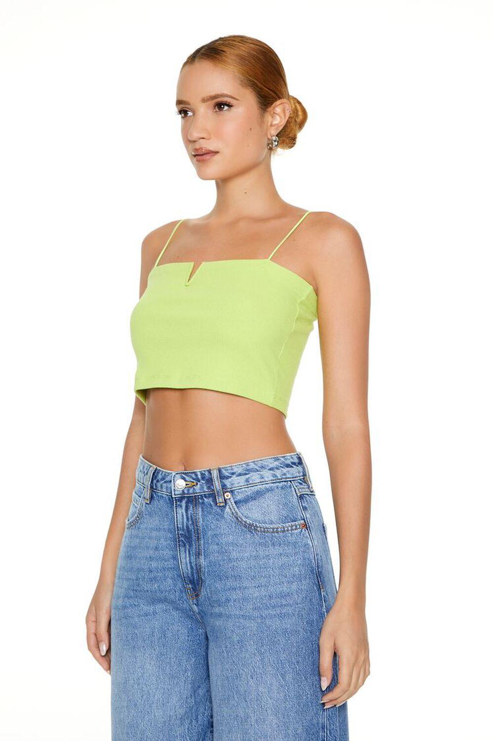 Notched Rib-Knit Cropped Cami | Forever 21 Product Image