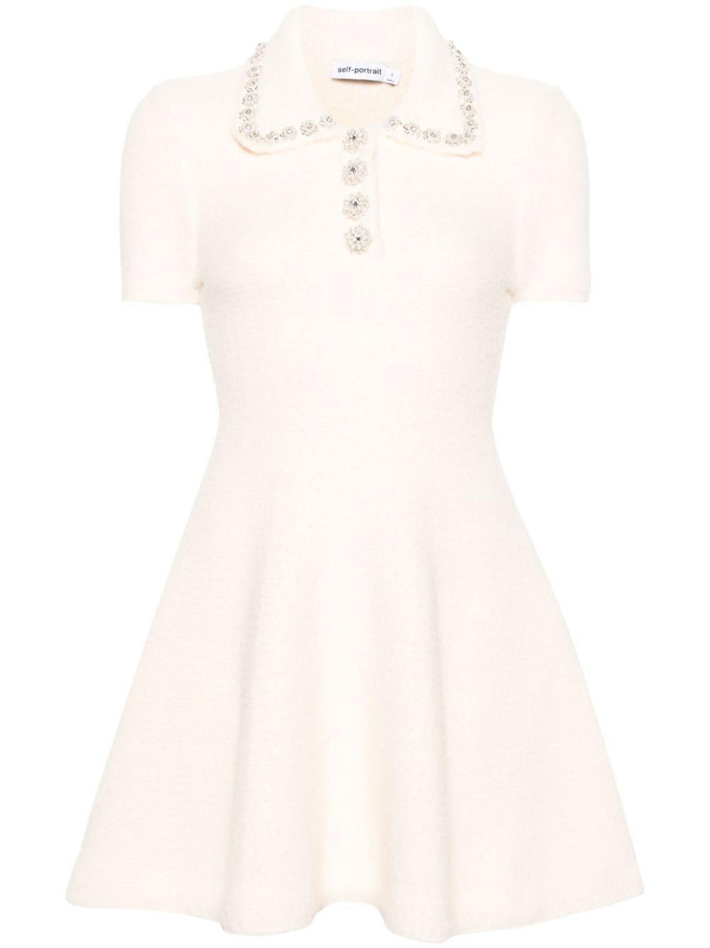 Bead-embellished Mini Dress In Neutrals Product Image