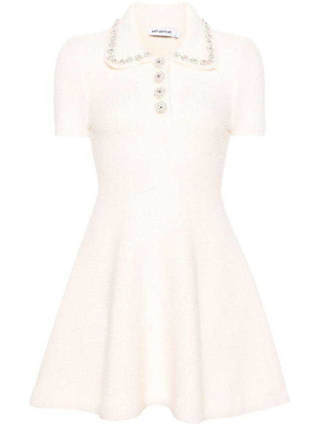 Bead-embellished Mini Dress In Neutrals Product Image