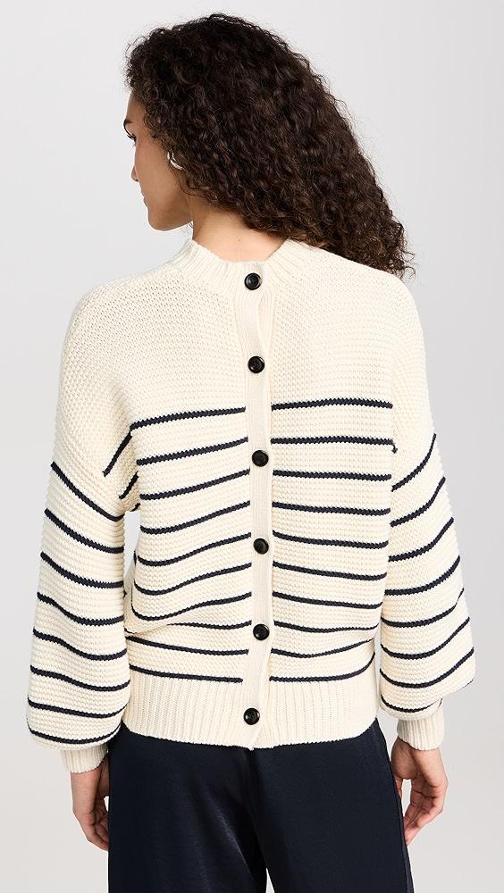 Alex Mill Button-Back Crewneck Sweater in Stripe | Shopbop Product Image