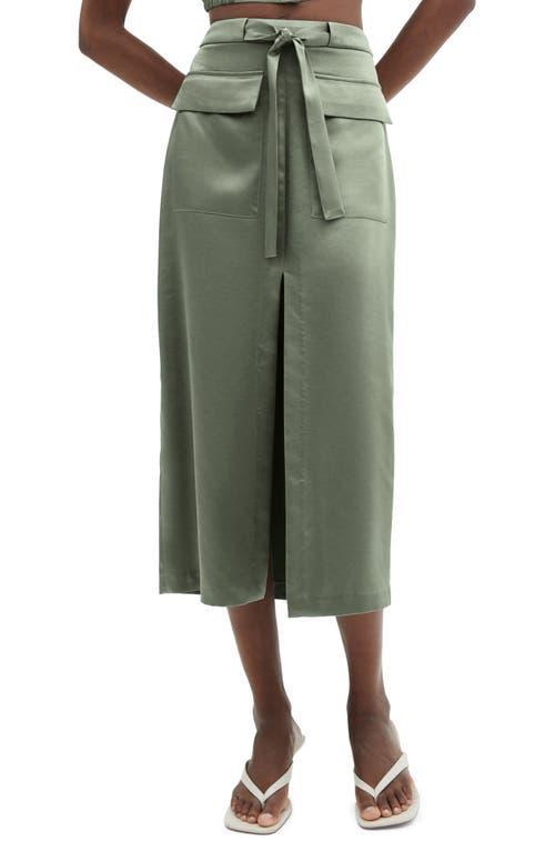 MANGO Satin Cargo Midi Skirt Product Image