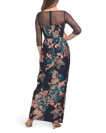 Catrina 3d Bow Floral Jacquard Gown for Women | Polyester/Nylon/Metal Product Image