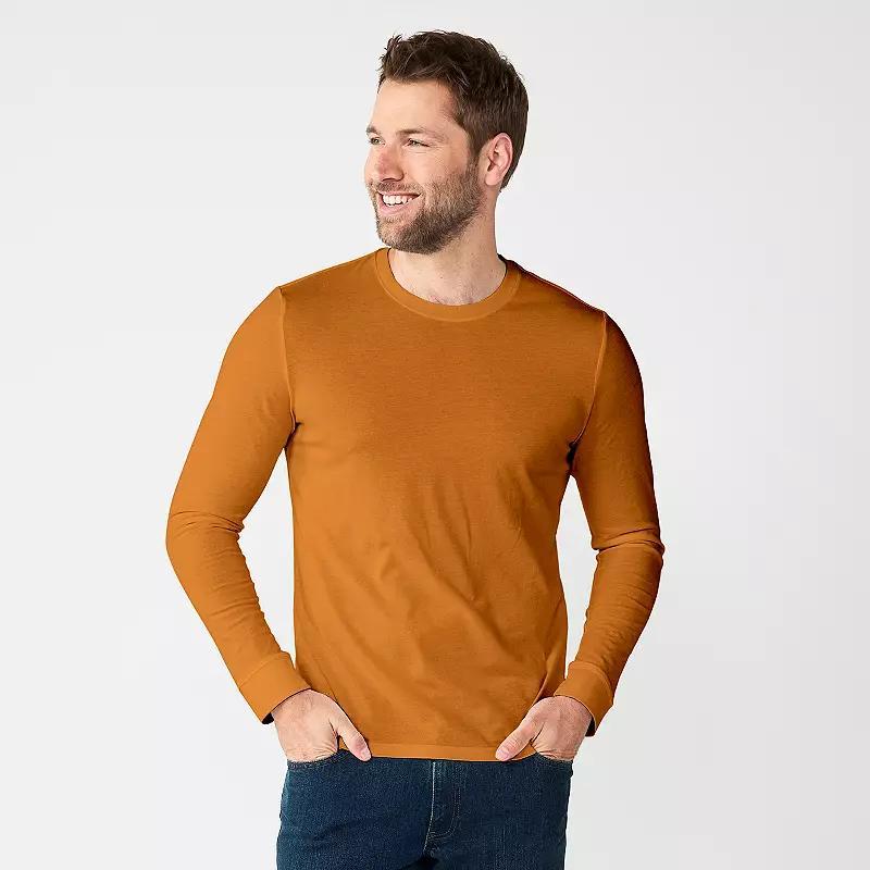 Mens Sonoma Goods For Life Supersoft Long Sleeve Crewneck Tee Drk Orange Product Image