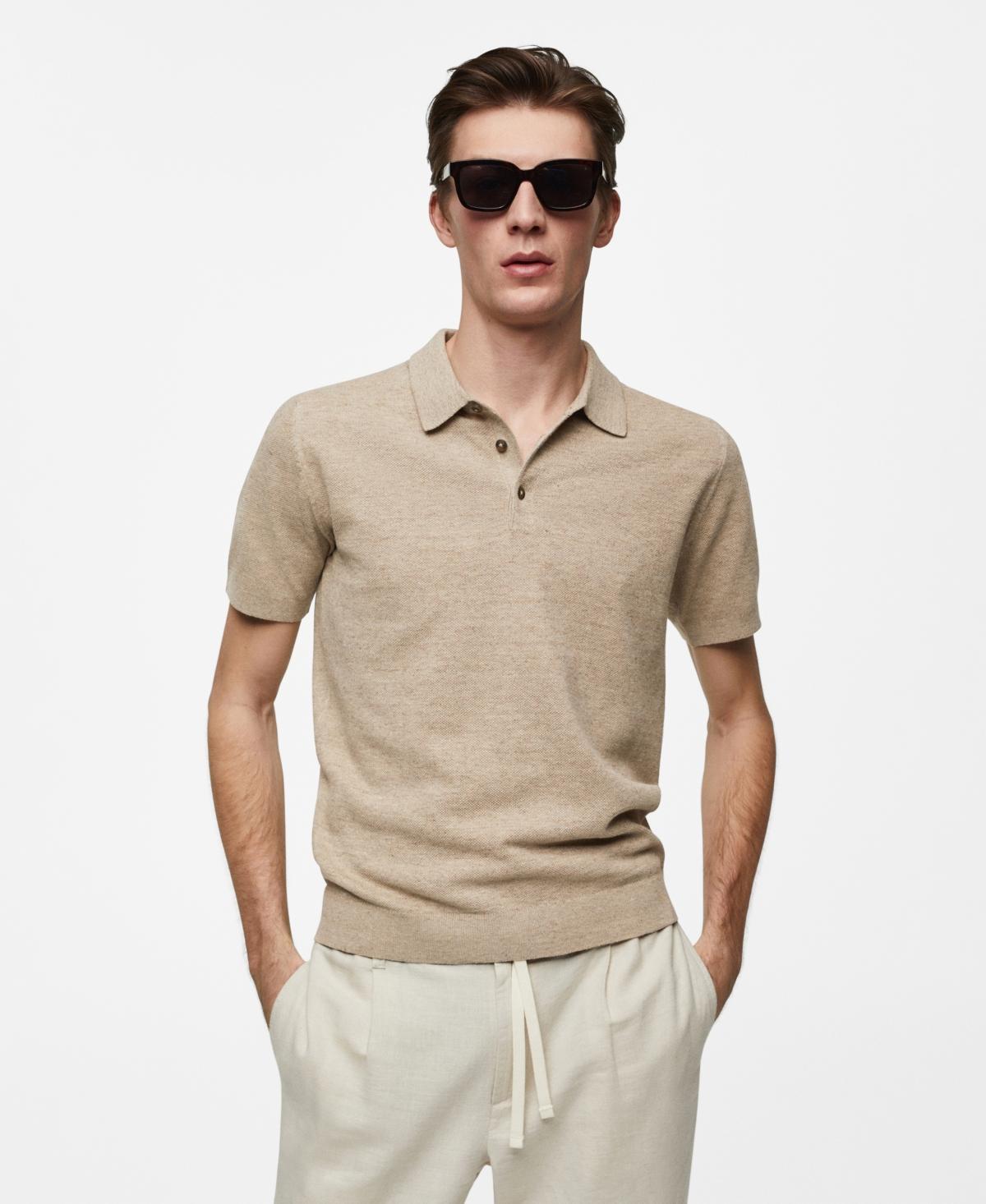 Mango Mens Short-Sleeved Knitted Polo Shirt Product Image