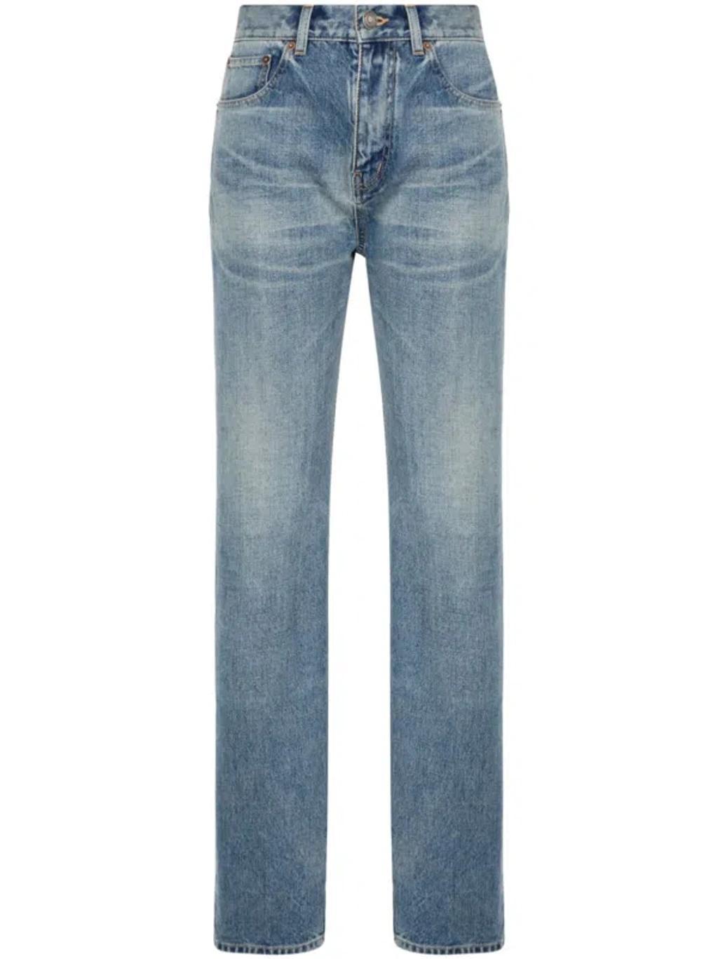 Distressed High-waisted Jeans In Blue product image