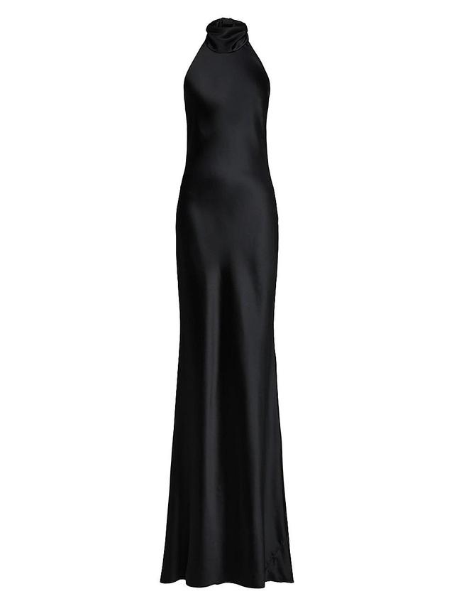 Womens Chilton Satin Halter Gown Product Image