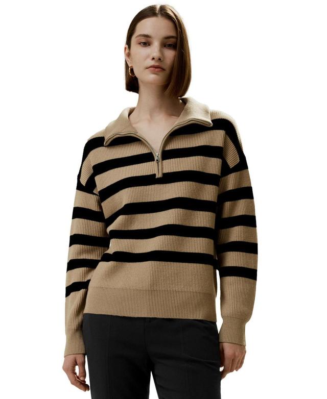 Lilysilk Womens Collared Quarter-Zip Wool Sweater for Women Product Image