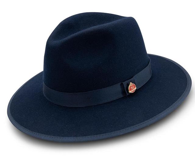 Navy 3 ⅛" Brim Wool Felt Hat with Red Bottom Product Image