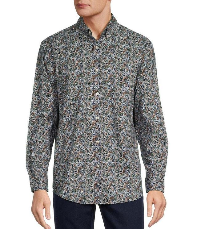 Roundtree & Yorke Long Sleeve Large Paisley Print Poplin Sport Shirt Product Image