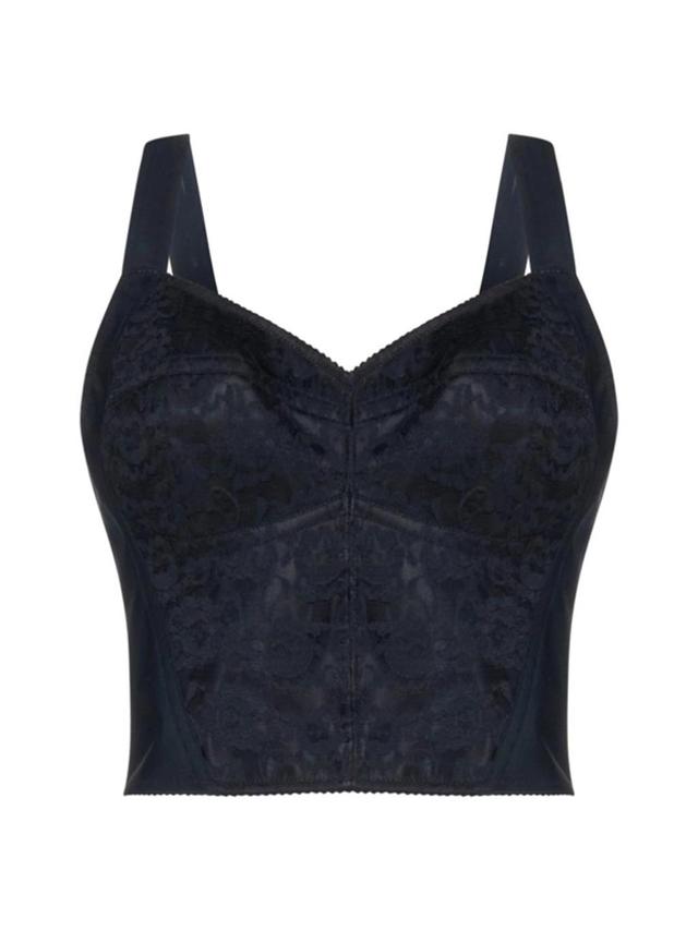 DOLCE & GABBANA Lace-trimmed Jacquard Bustier In Black Product Image