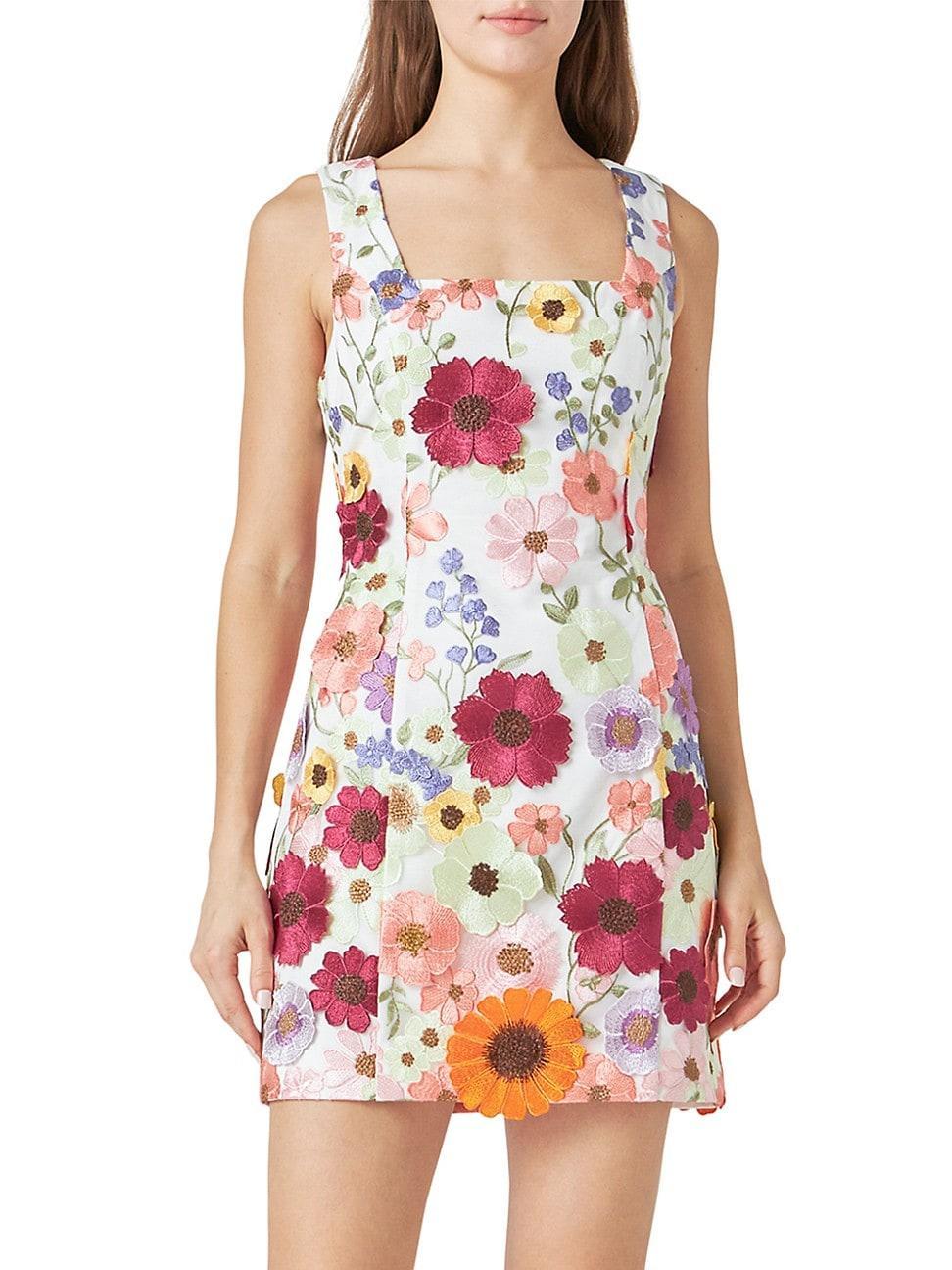 Womens Floral Embroidered Mini Dress Product Image