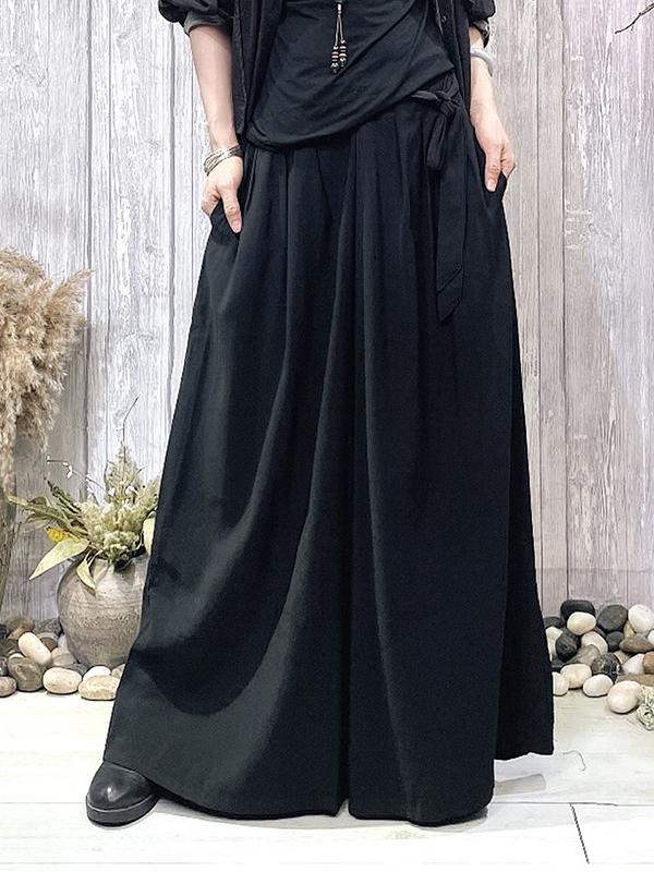 Loose Wide Leg Elasticity Solid Color Pants Trousers Product Image