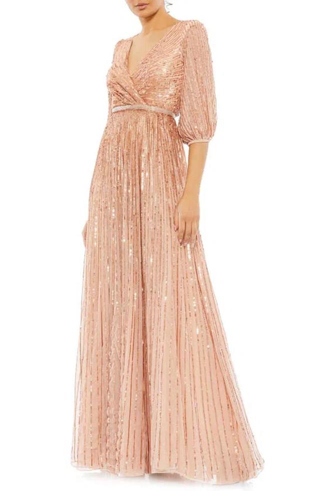 Sequin A Line Gown In Rose Gold Product Image