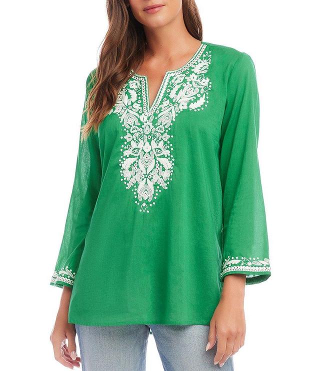 Karen Kane Embroidered 3/4 Sleeve Tunic Product Image