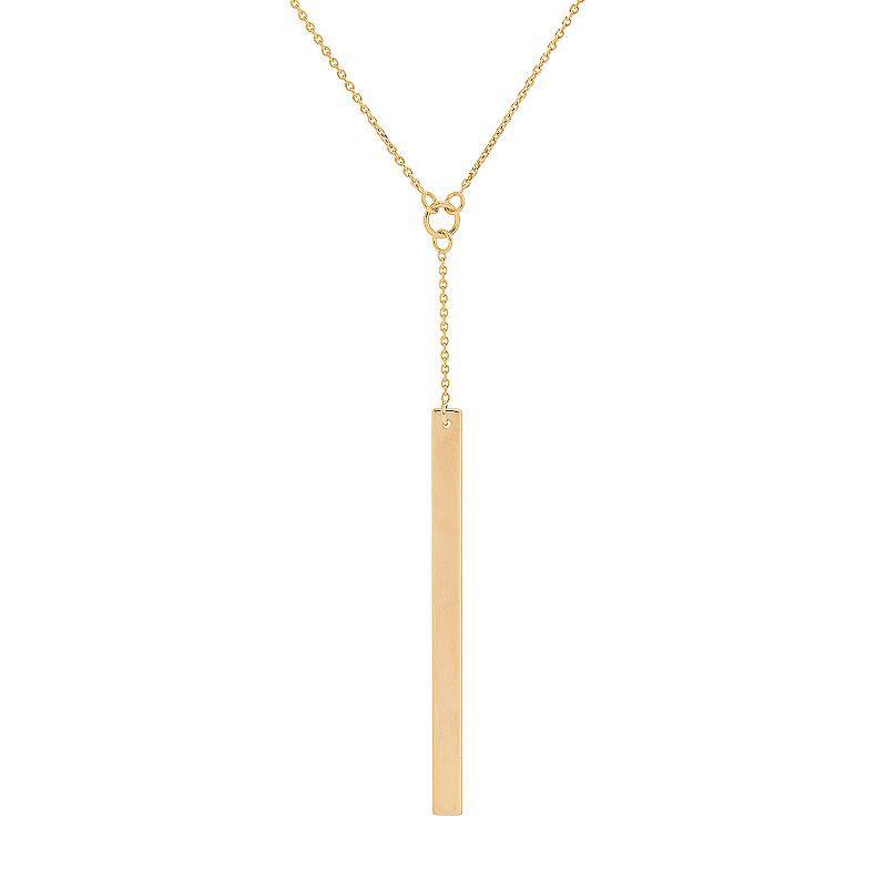 14k Gold Vertical Bar Y Necklace, Womens Yellow Product Image