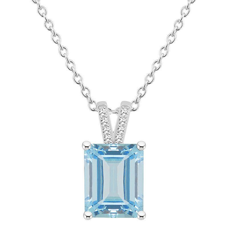 Macys Womens London Blue Topaz (4-1/4 ct.t.w.) and Diamond Accent Pendant Necklace in Sterling Silver Product Image