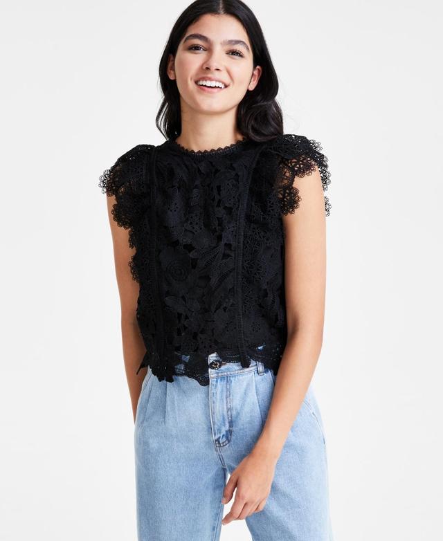 Lucy Paris Womens Heidi Flutter-Sleeve Lace Top Product Image