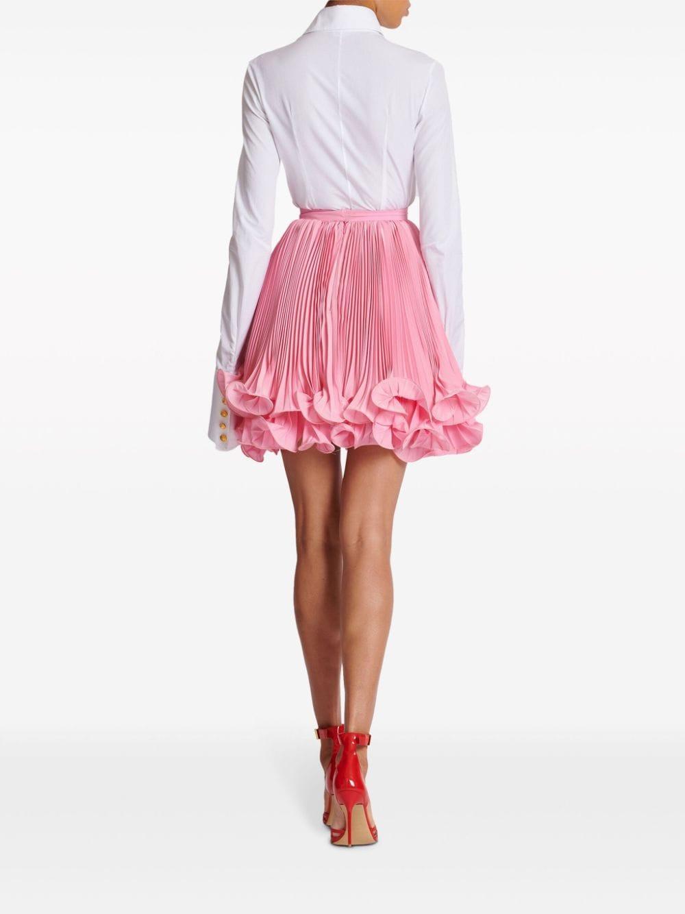 Pleated Light Crepe Mini Skirt In Pink Product Image