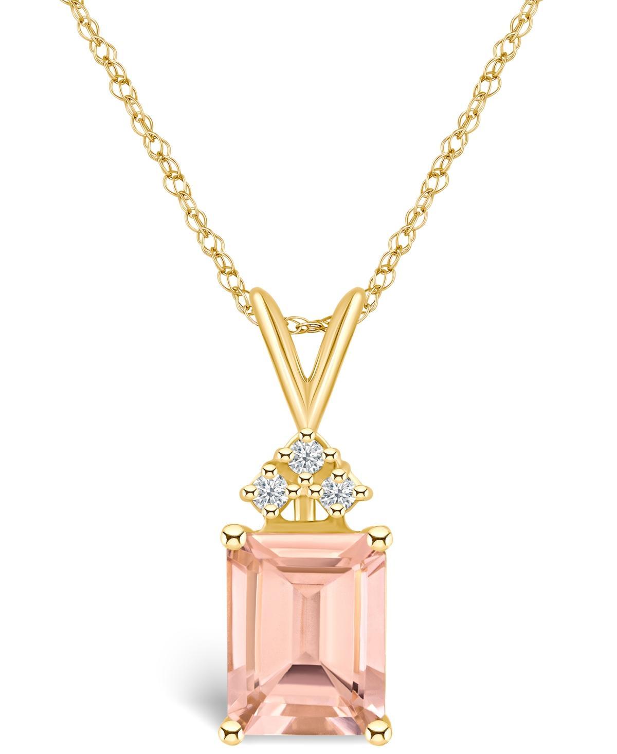 Belk & Co 14K Gold 9X7 Emerald Cut Morganite Diamond Accent Pendant Product Image