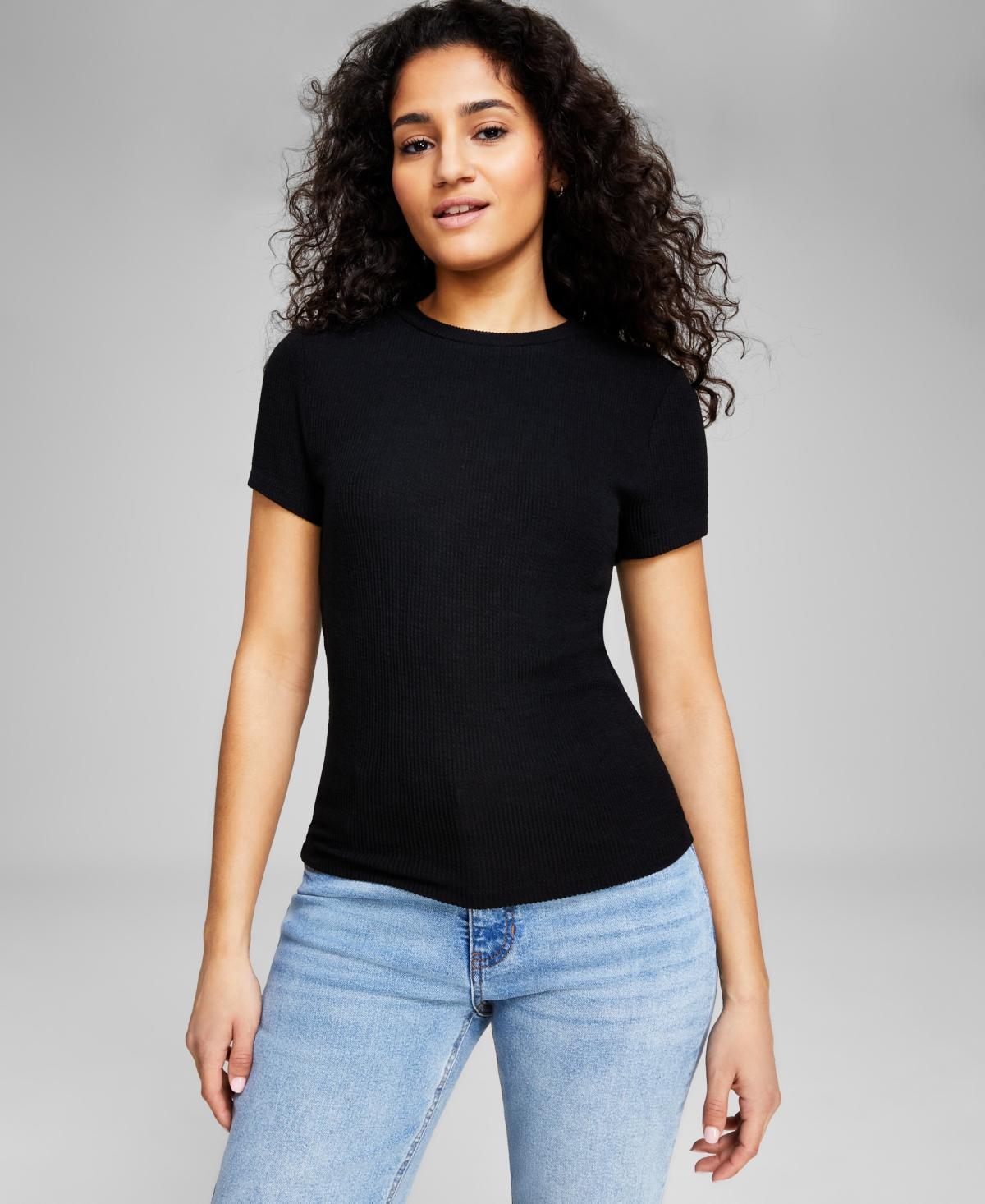 And Now This Womens Ribbed Crewneck Short-Sleeve T-Shirt, Created for Macys product image