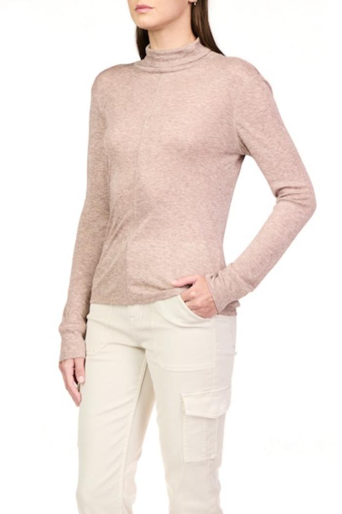 Exposed Seams Mock Neck - Heather Feather Product Image