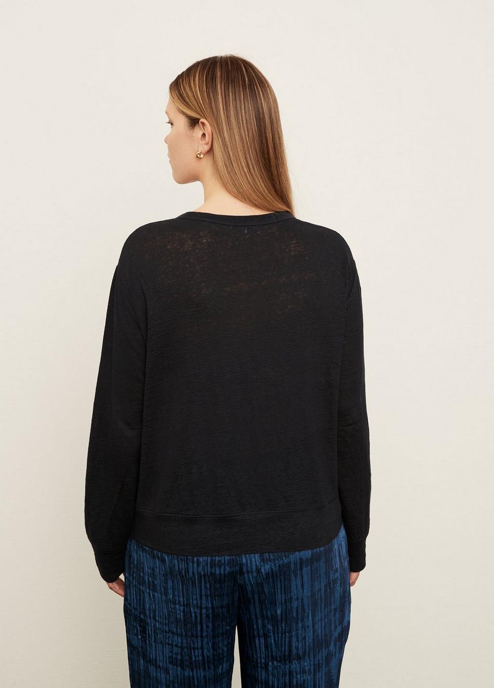 Linen Long Sleeve Pullover T-Shirt Product Image