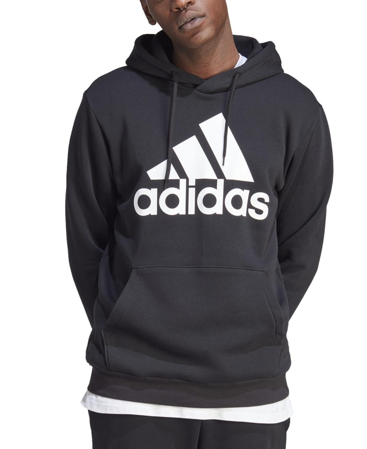 Mens adidas Essential Big Logo Fleece Hoodie Better Red Product Image