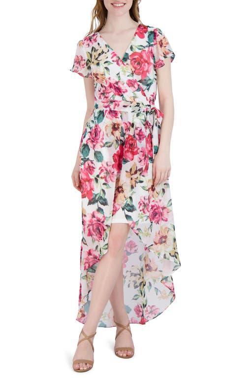 julia jordan Womens Printed Faux-Wrap High-Low Dress Product Image