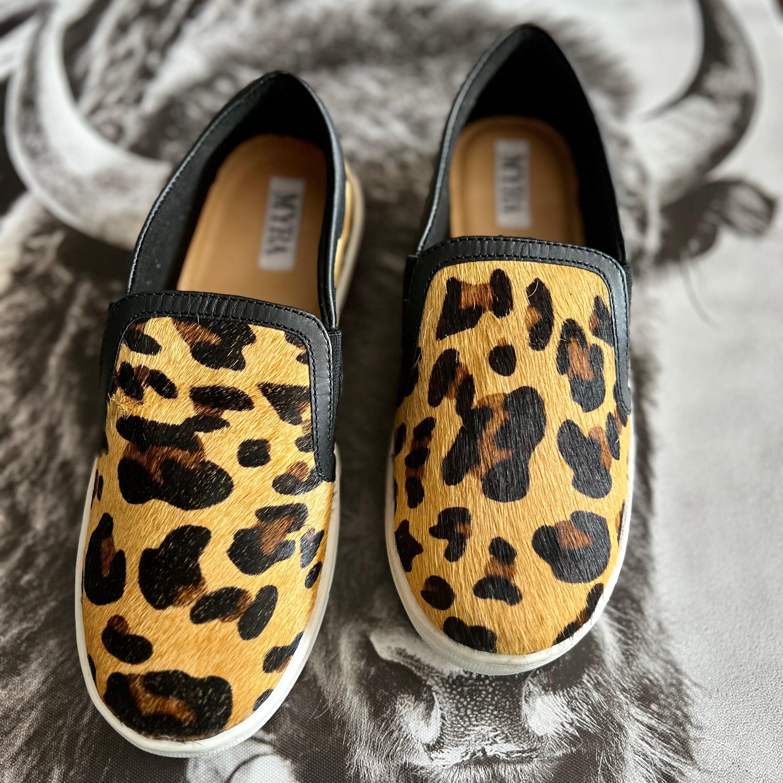 Leather Leopard Hair On Hide Slip On Sneakers* Product Image