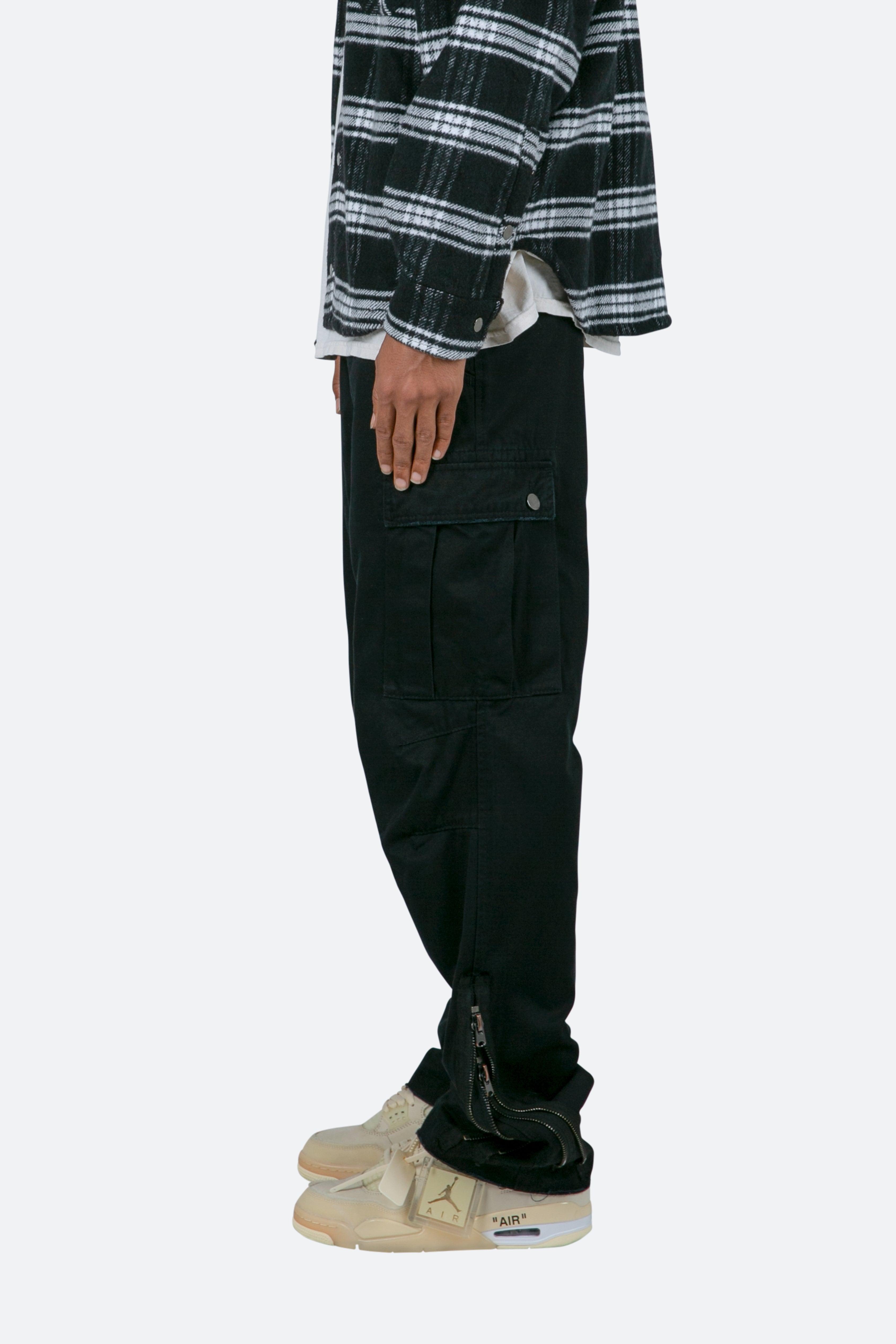 Zipper Denim Cargo Pants - Black Product Image