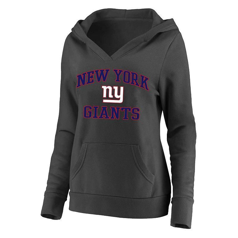 Womens Fanatics Branded Charcoal New York Giants Plus Size Heart and Soul V-Neck Pullover Hoodie Product Image