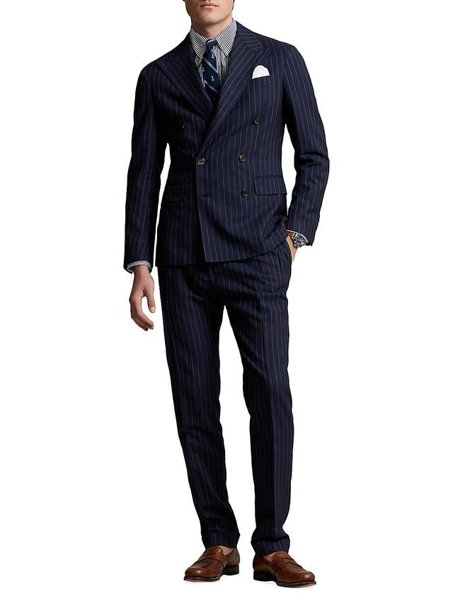 Mens Pinstripe Double Breasted 3-Piece Suit Product Image