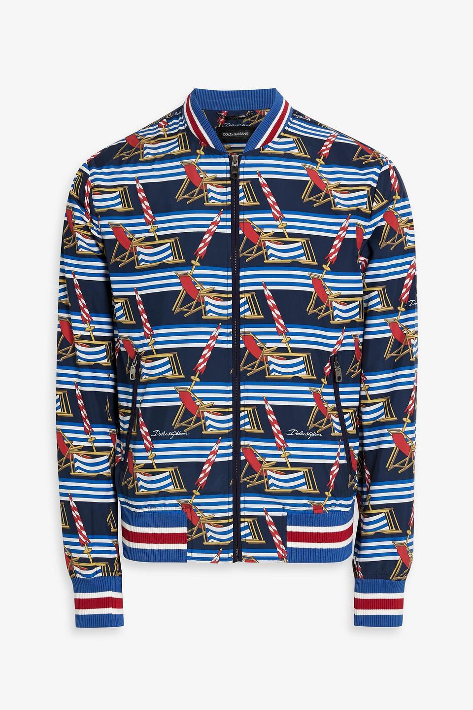 Printed Shell Bomber Jacket In Navy Product Image