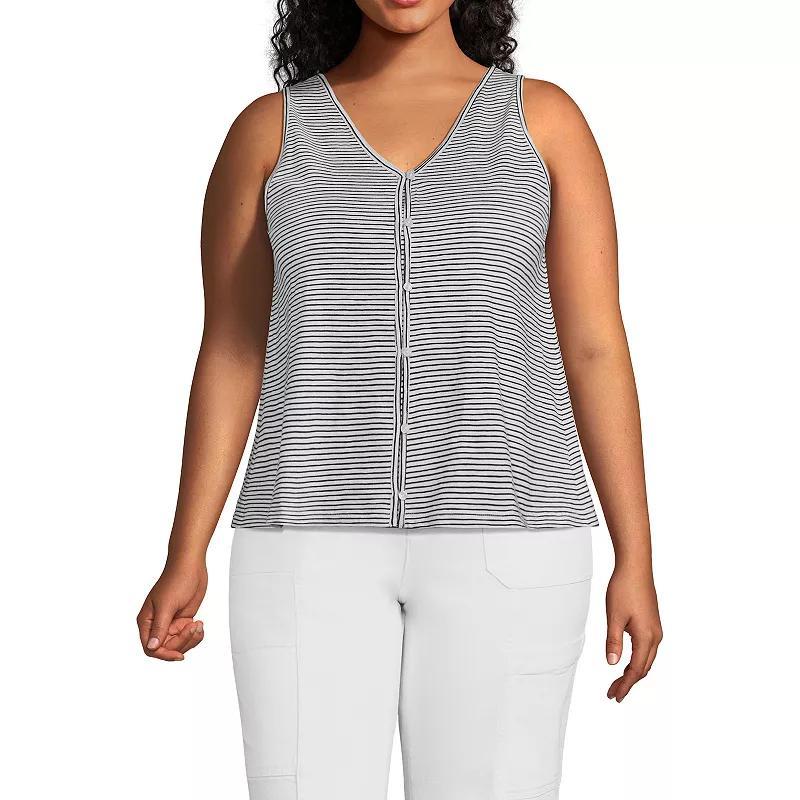 Plus Size Lands End Slub Button Down Tank, Womens Product Image