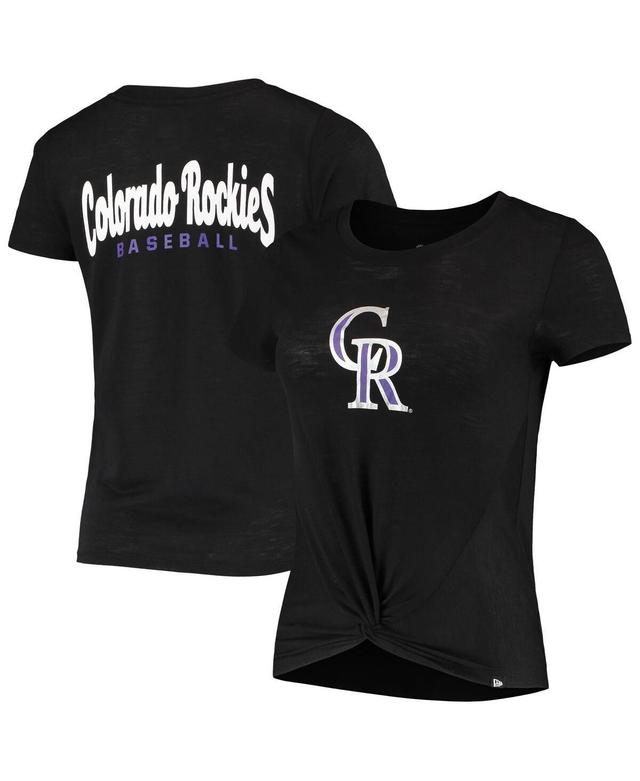 Womens New Era Black Colorado Rockies 2-Hit Front Twist Burnout T-shirt Product Image