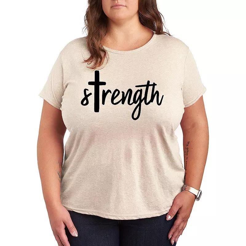 Plus Strength Cross Graphic Tee, Womens Grey Green Product Image