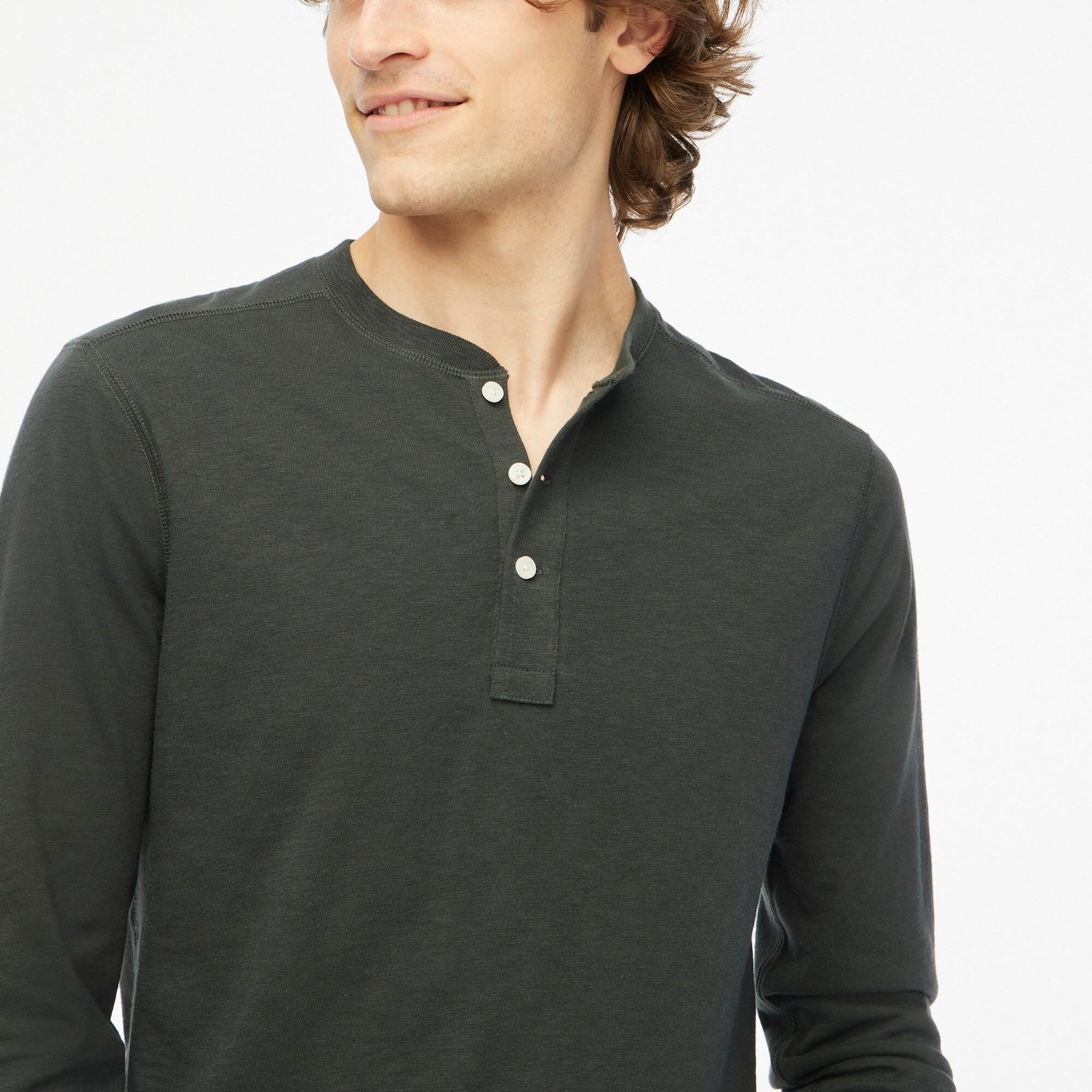 Long-sleeve henley in slub cotton Product Image