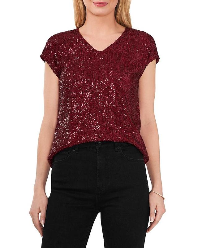 Vince Camuto Short Sleeve Sequin Top Product Image