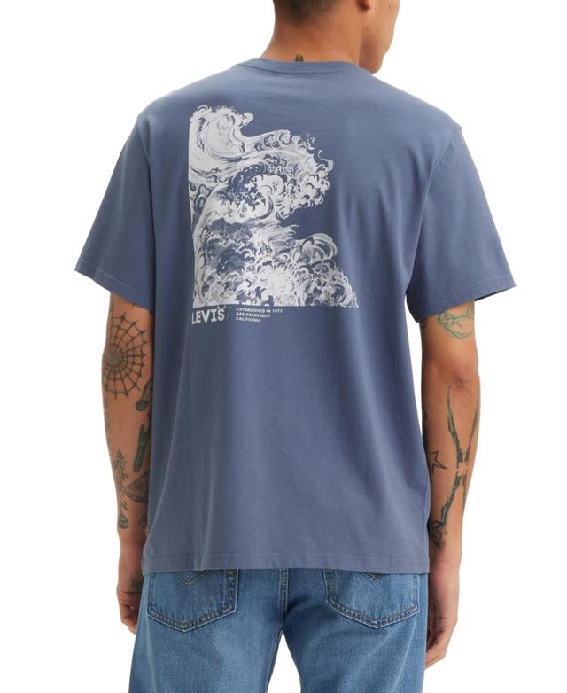 Levis Mens Relaxed-Fit Tidal Wave Logo Graphic T-Shirt Product Image