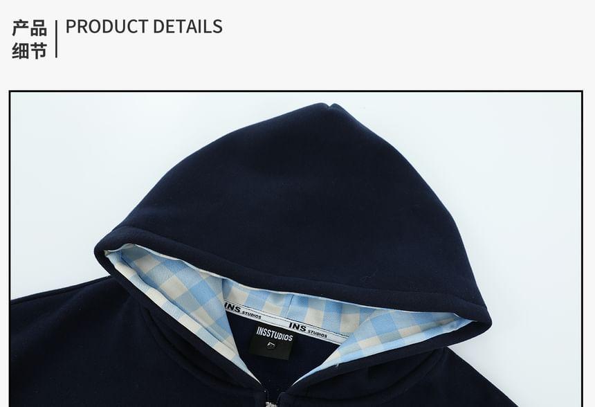 Ribbon Print Zip-Up Hoodie Product Image