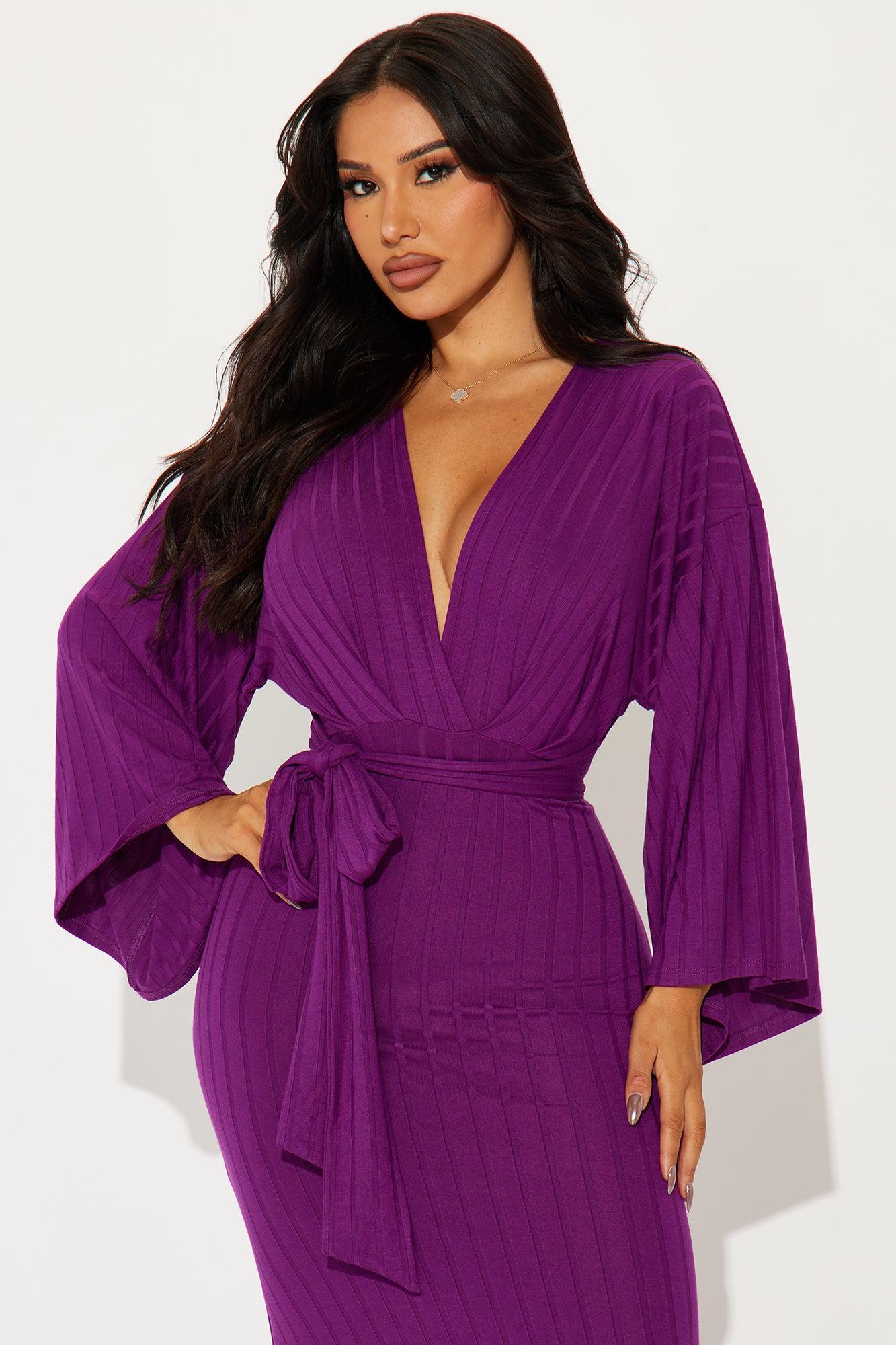 Anna Tie Waist Maxi Dress - Purple Product Image