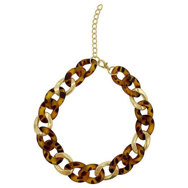 Adornia 14k Gold Plated Simulated Tortoise Shell Curb Chain Necklace, Womens Brown Product Image