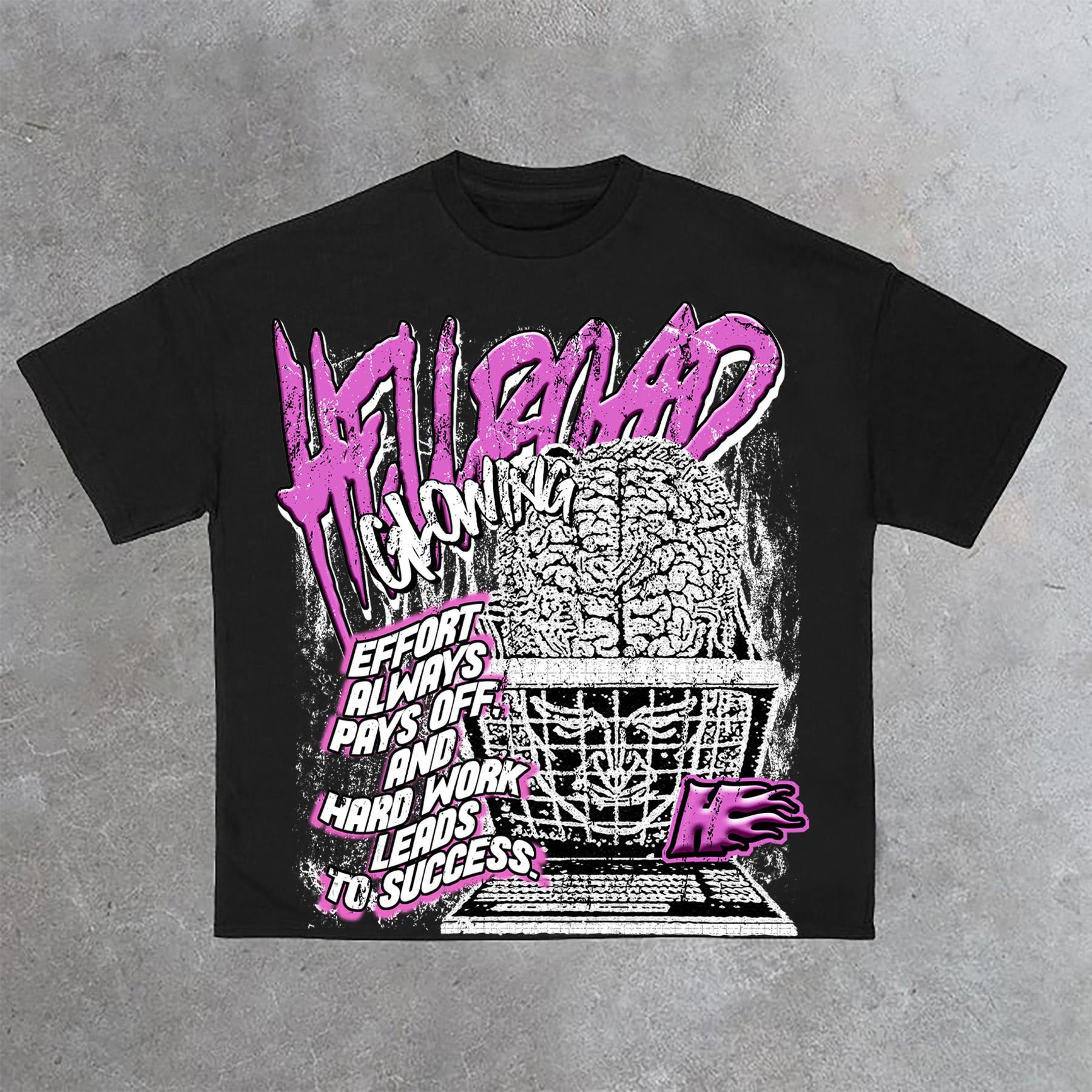 Hell Road Retro Brainstorm Print Cotton T-Shirt Product Image