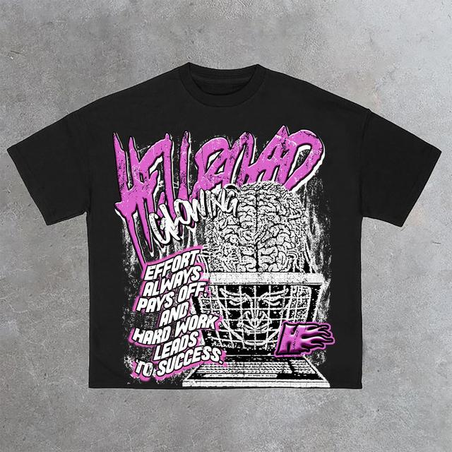 Hell Road Retro Brainstorm Print Cotton T-Shirt Product Image