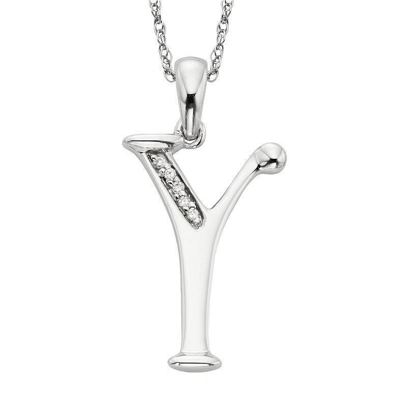 Sterling Silver Diamond Accent Initial Pendant, Womens Product Image