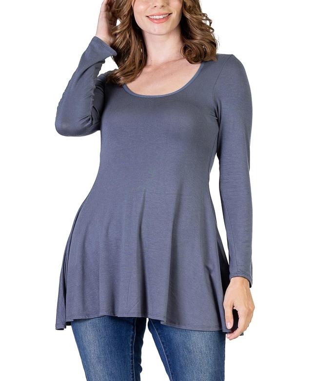 24seven Comfort Apparel Womens Long Sleeve Swing Style Flare Tunic Top Product Image