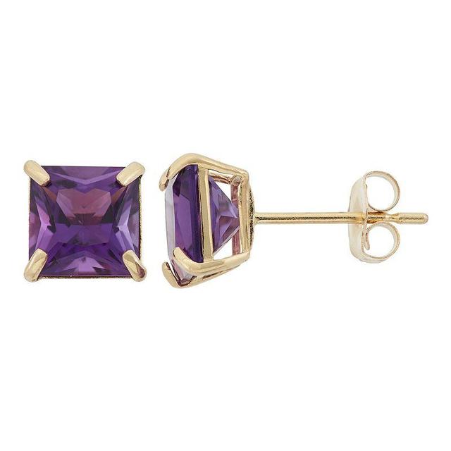 Designs by Gioelli Amethyst 10k Gold Stud Earrings, Womens, Purple Product Image