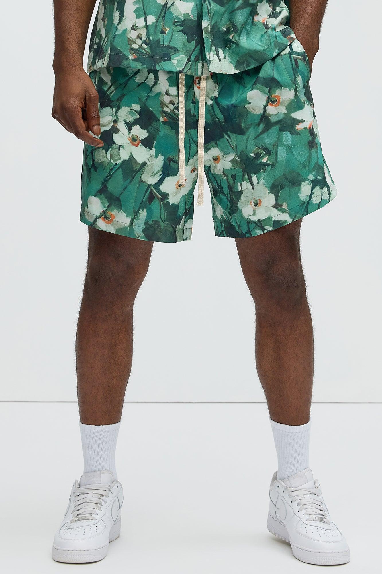 Monet Floral Warm Up Shorts - Green/combo product image