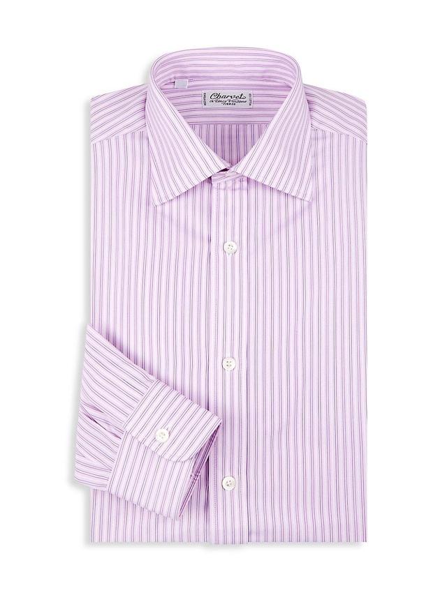 Mens Striped Cotton Dress Shirt Product Image